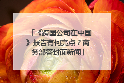 《跨国公司在中国》报告有何亮点？商务部答封面新闻