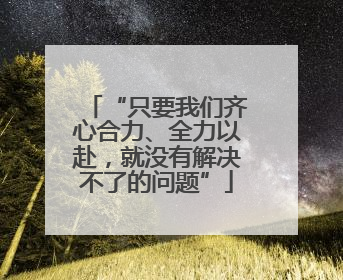 “只要我们齐心合力、全力以赴，就没有解决不了的问题”