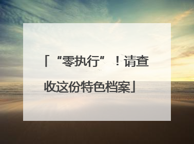 “零执行”！请查收这份特色档案