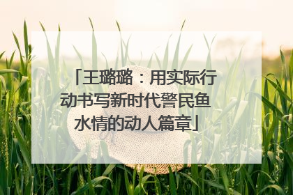 王璐璐：用实际行动书写新时代警民鱼水情的动人篇章