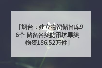 烟台：建立物资储备库96个 储备各类防汛抗旱类物资186.52万件