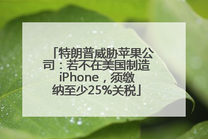特朗普威胁苹果公司：若不在美国制造iPhone，须缴纳至少25%关税