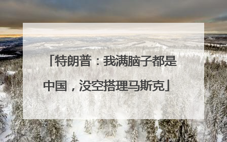 特朗普：我满脑子都是中国，没空搭理马斯克
