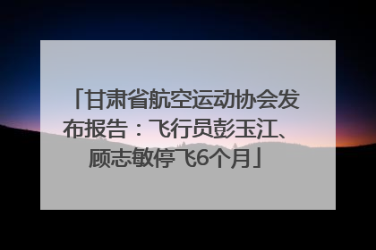甘肃省航空运动协会发布报告：飞行员彭玉江、顾志敏停飞6个月