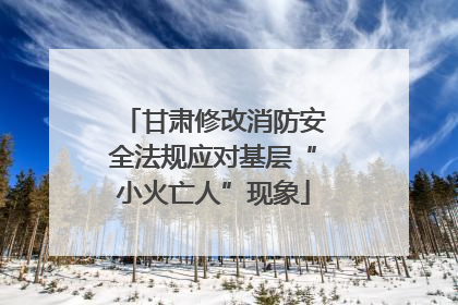 甘肃修改消防安全法规应对基层“小火亡人”现象