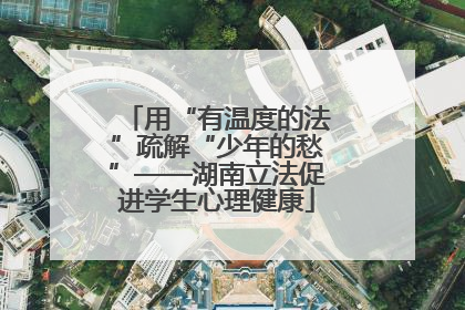用“有温度的法”疏解“少年的愁”——湖南立法促进学生心理健康