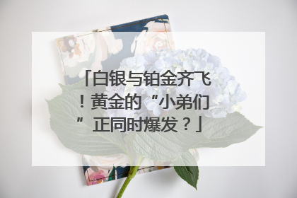 白银与铂金齐飞！黄金的“小弟们”正同时爆发？