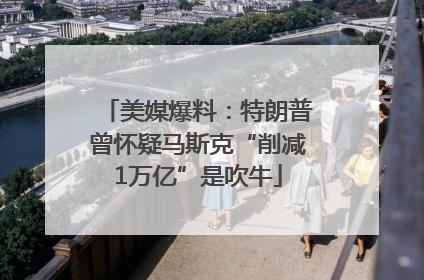 美媒爆料：特朗普曾怀疑马斯克“削减1万亿”是吹牛
