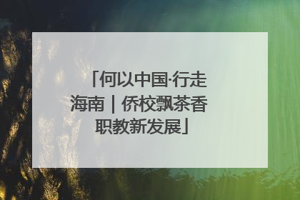 何以中国·行走海南｜侨校飘茶香 职教新发展