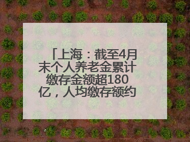 上海：截至4月末个人养老金累计缴存金额超180亿，人均缴存额约1万居全国第一