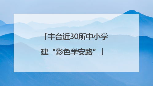 丰台近30所中小学建“彩色学安路”