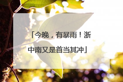 今晚，有暴雨！浙中南又是首当其冲
