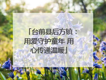 台前县后方镇：用爱守护童年 用心传递温暖