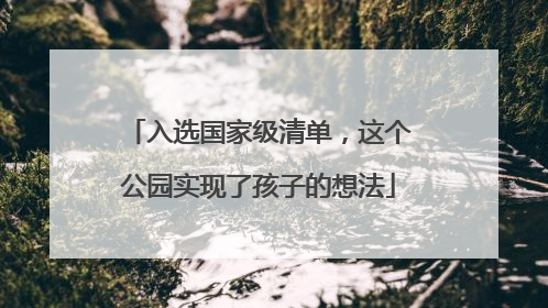 入选国家级清单，这个公园实现了孩子的想法