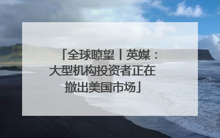 全球瞭望丨英媒：大型机构投资者正在撤出美国市场