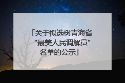关于拟选树青海省“最美人民调解员” 名单的公示