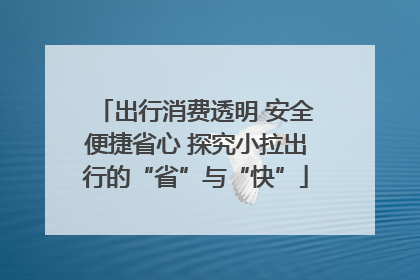出行消费透明 安全便捷省心 探究小拉出行的“省”与“快”
