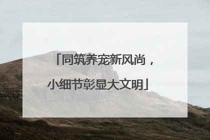 同筑养宠新风尚，小细节彰显大文明