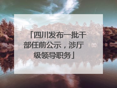 四川发布一批干部任前公示，涉厅级领导职务