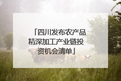 四川发布农产品精深加工产业链投资机会清单