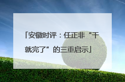 安徽时评：任正非“干就完了”的三重启示