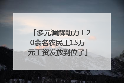 多元调解助力！20余名农民工15万元工资发放到位了