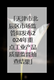 天津市北辰区市场监管局发布2024年重点工业产品质量监督抽查结果