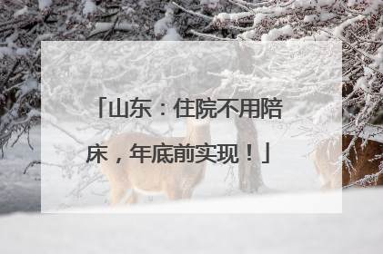山东：住院不用陪床，年底前实现！