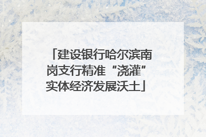 建设银行哈尔滨南岗支行精准“浇灌”实体经济发展沃土