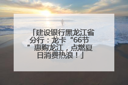 建设银行黑龙江省分行：龙卡“66节”惠购龙江，点燃夏日消费热浪！