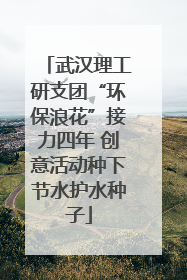 武汉理工研支团“环保浪花”接力四年 创意活动种下节水护水种子