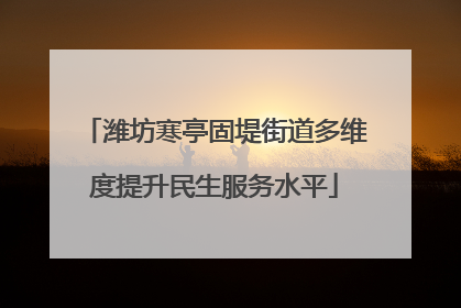 潍坊寒亭固堤街道多维度提升民生服务水平