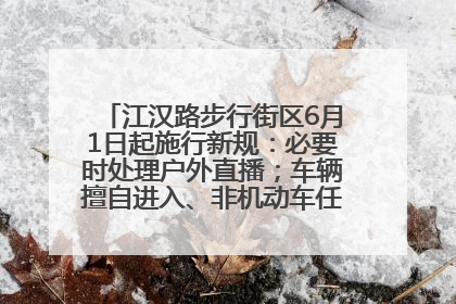 江汉路步行街区6月1日起施行新规：必要时处理户外直播；车辆擅自进入、非机动车任意停放的，依法处理