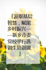 汲取基层智慧，赋能乡村振兴——新乡市委党校举行选调生培训课