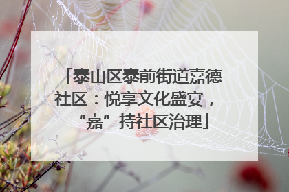 泰山区泰前街道嘉德社区：悦享文化盛宴，“嘉”持社区治理