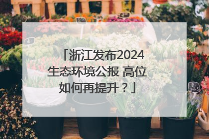 浙江发布2024生态环境公报 高位如何再提升？
