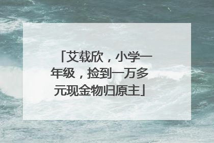 艾载欣，小学一年级，捡到一万多元现金物归原主