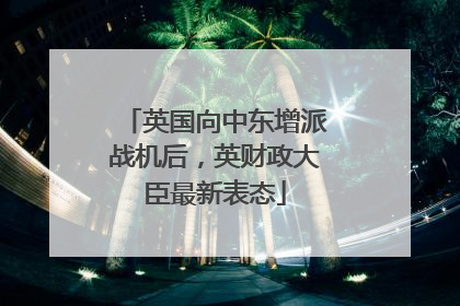 英国向中东增派战机后，英财政大臣最新表态