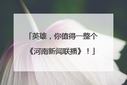 英雄，你值得一整个《河南新闻联播》！