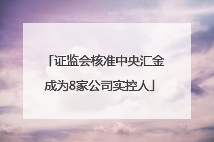 证监会核准中央汇金成为8家公司实控人