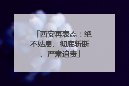 西安再表态：绝不姑息、彻底斩断、严肃追责