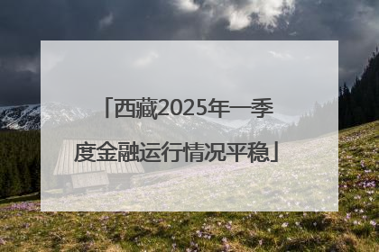 西藏2025年一季度金融运行情况平稳