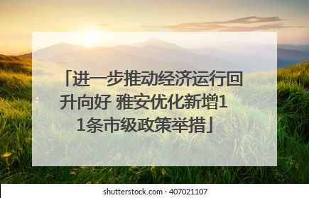 进一步推动经济运行回升向好 雅安优化新增11条市级政策举措