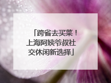 跨省去买菜！上海阿姨爷叔社交休闲新选择