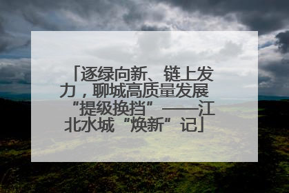 逐绿向新、链上发力，聊城高质量发展“提级换挡”——江北水城“焕新”记