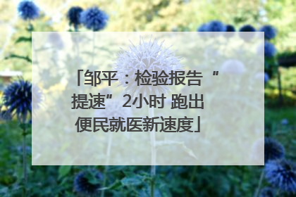 邹平：检验报告“提速”2小时 跑出便民就医新速度