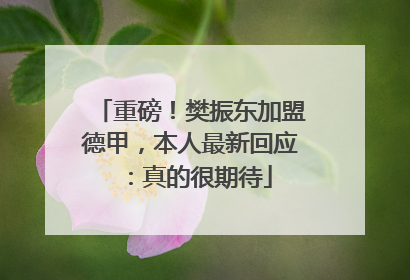 重磅！樊振东加盟德甲，本人最新回应：真的很期待