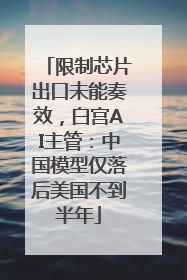 限制芯片出口未能奏效，白宫AI主管：中国模型仅落后美国不到半年