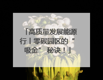 高质量发展能源行丨零碳园区的“吸金” 秘诀！
